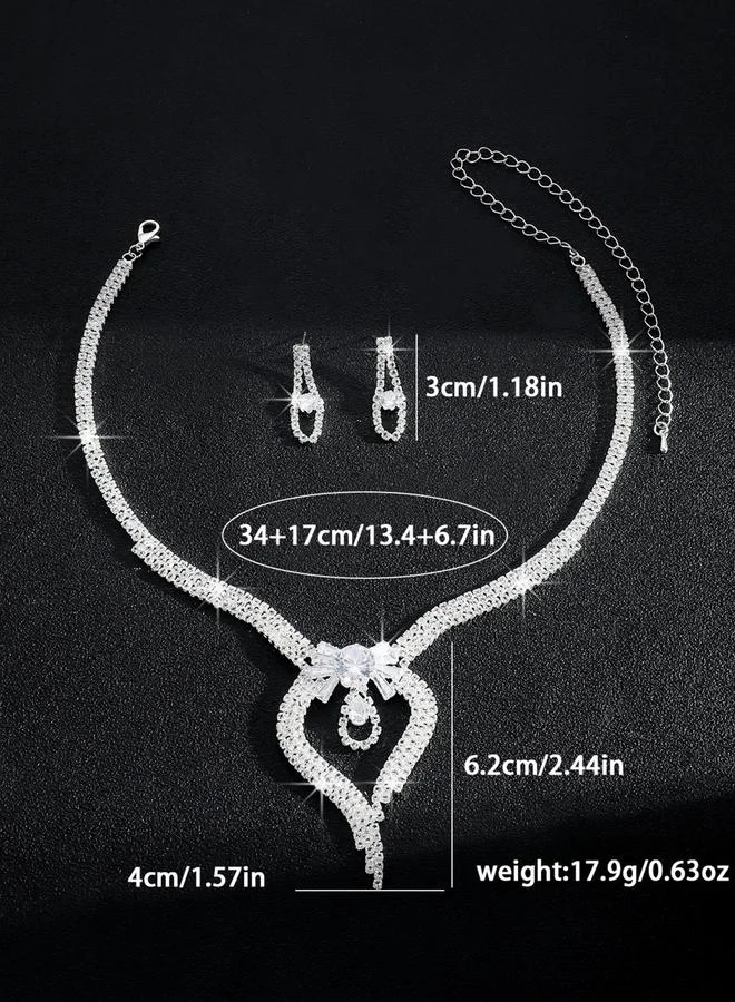 تايك تو طقم مجوهرات قطعتين عقد وأقراط مزين